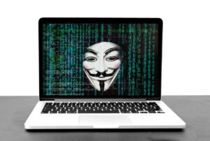 cyber villian's image on a computer screen